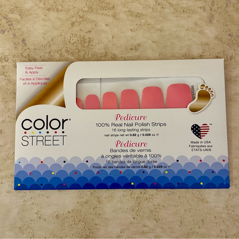 3/$25 Color Street Nail Polish Strips - Strawberry Sunrise - Pedicure